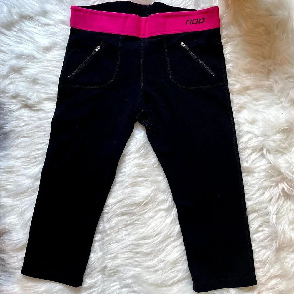 Lorna Jane Black and Pink Capris Leggings Size S